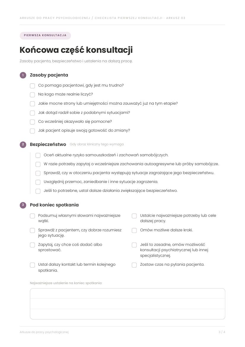 Checklista pierwszej konsultacji — przykładowa strona 3