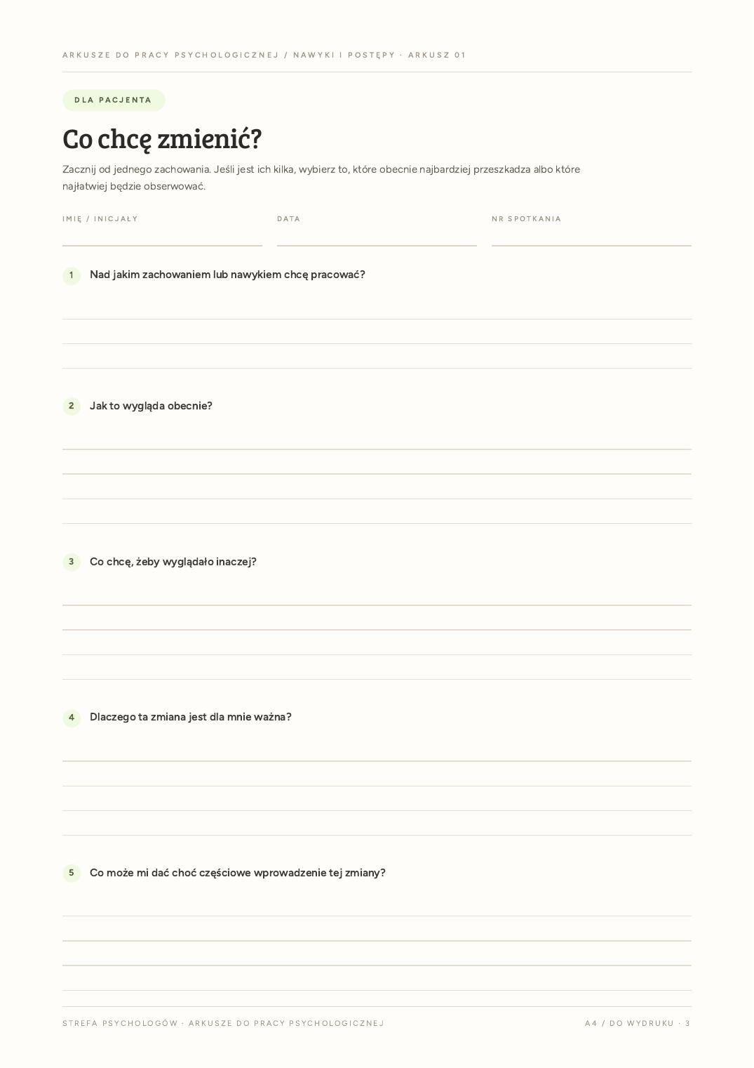 Nawyki i postępy — przykładowa strona 1